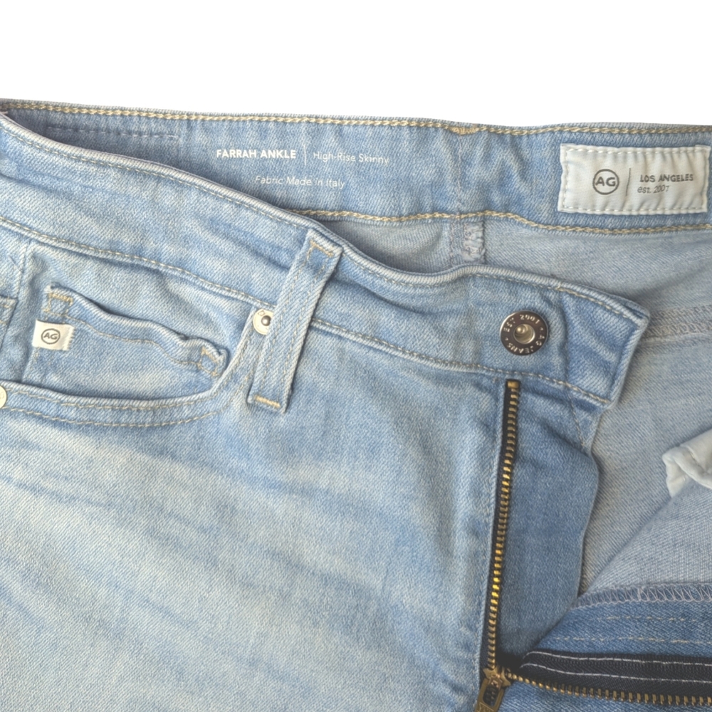 ag Jeans Farrah Ankle High Rise Skinny Jeans Size 28 Light Blue - Picture 6 of 7